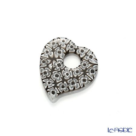 エルコーレモレッティ ペンダント ハート ブラックフラワー 9750 37 60cmひも付