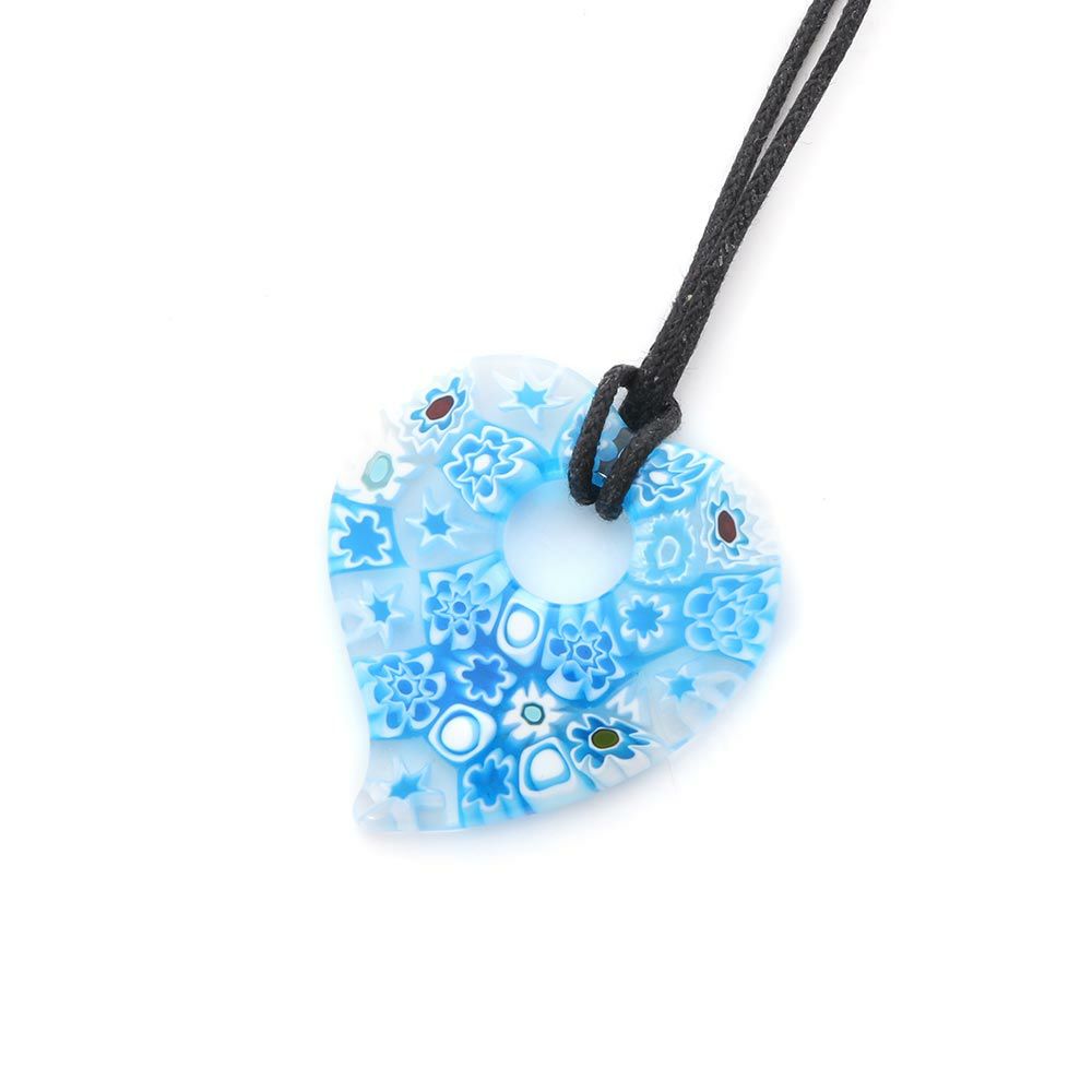 エルコーレモレッティ ペンダント ハート ライトブルー系 9750 216 60cmひも付