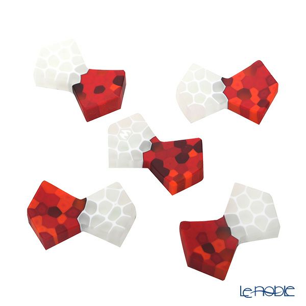 エルコーレモレッティ 箸置き chopstick rest FIO 5ピースセット レッド×ホワイト モザイク