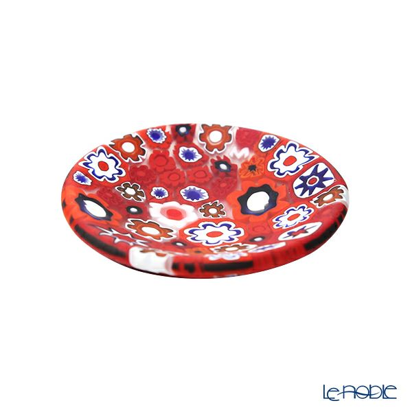 エルコーレモレッティ ミレフィオーリ ミニプレート ラウンド 7cm レッド系 R