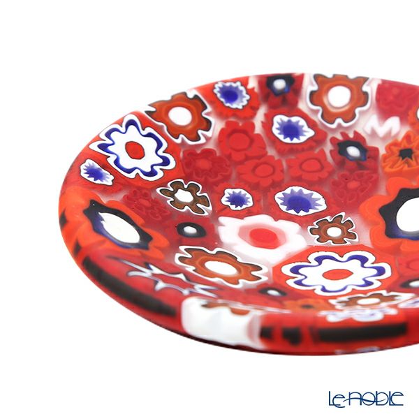 エルコーレモレッティ ミレフィオーリ ミニプレート ラウンド 7cm レッド系 R