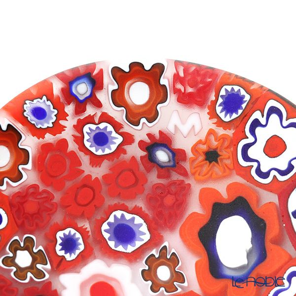 エルコーレモレッティ ミレフィオーリ ミニプレート ラウンド 7cm レッド系 R