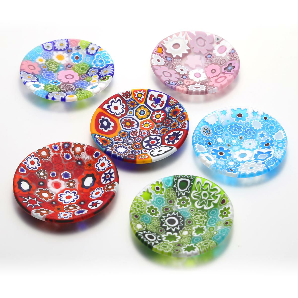 エルコーレモレッティ ミレフィオーリ ミニプレート ラウンド 7cm レッド系 R