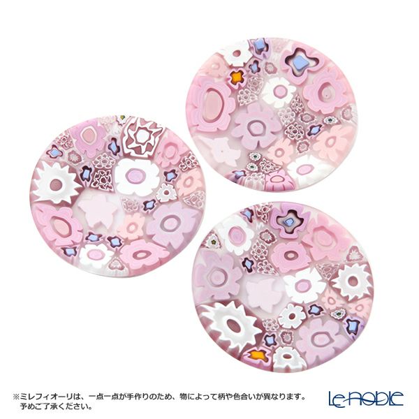 エルコーレモレッティ ミレフィオーリ ミニプレート ラウンド 7cm ピンク系 P