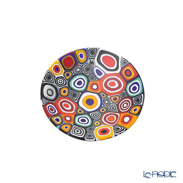 エルコーレモレッティ ミレフィオーリ ミニプレート ラウンド 7cm アースブラック×レッド×オレンジ系 001