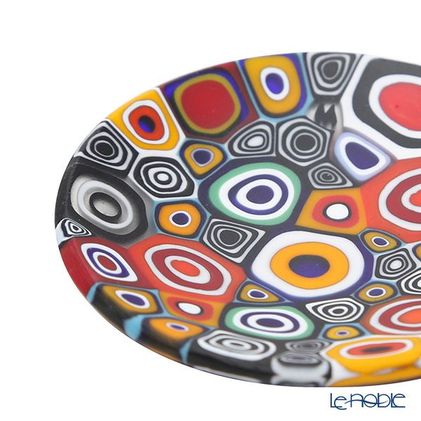 エルコーレモレッティ ミレフィオーリ ミニプレート ラウンド 7cm アースブラック×レッド×オレンジ系 001