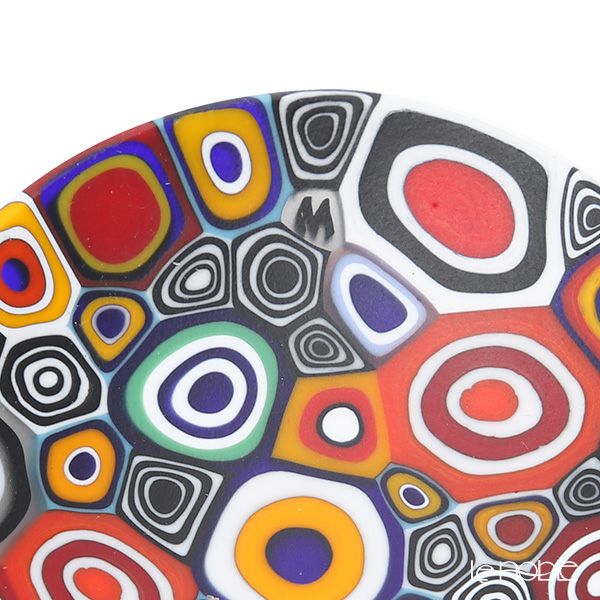 エルコーレモレッティ ミレフィオーリ ミニプレート ラウンド 7cm アースブラック×レッド×オレンジ系 001