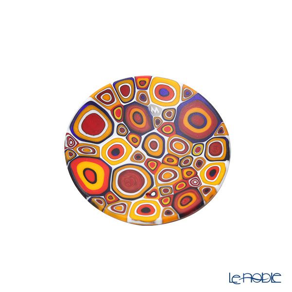 エルコーレモレッティ ミレフィオーリ ミニプレート ラウンド 7cm アースイエロー×レッド×ブラウン系 003