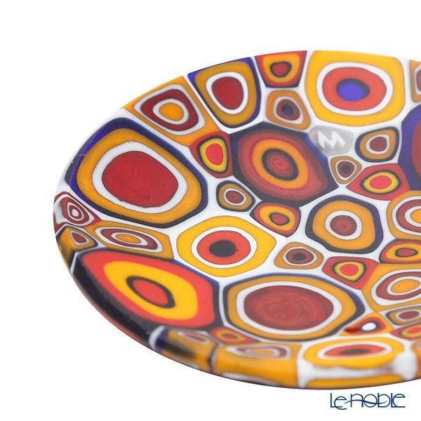 エルコーレモレッティ ミレフィオーリ ミニプレート ラウンド 7cm アースイエロー×レッド×ブラウン系 003