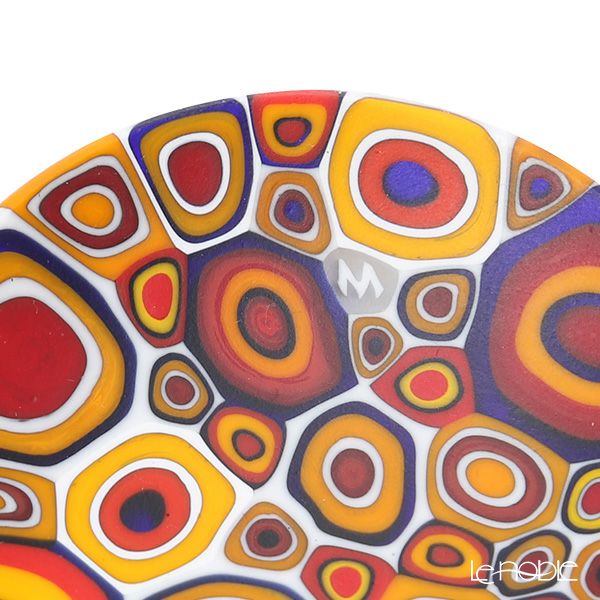 エルコーレモレッティ ミレフィオーリ ミニプレート ラウンド 7cm アースイエロー×レッド×ブラウン系 003