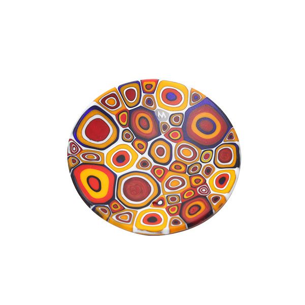 エルコーレモレッティ ミレフィオーリ ミニプレート ラウンド 7cm アースイエロー×レッド×ブラウン系 003