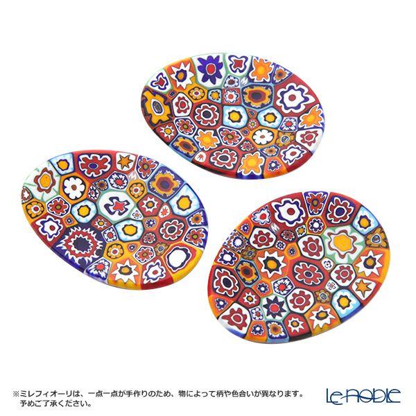 エルコーレモレッティ ミレフィオーリ ミニプレート オーバル 7×5cm ゲンショク多彩 100