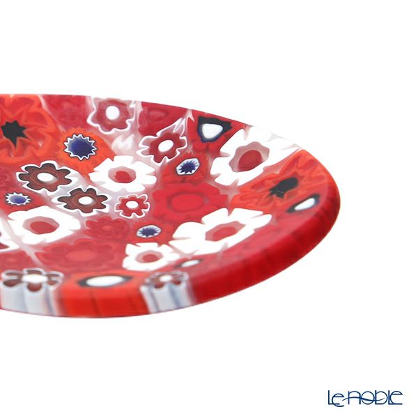 エルコーレモレッティ ミレフィオーリ ミニプレート オーバル 7×5cm レッド系 R