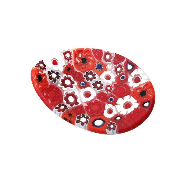 エルコーレモレッティ ミレフィオーリ ミニプレート オーバル 7×5cm レッド系 R