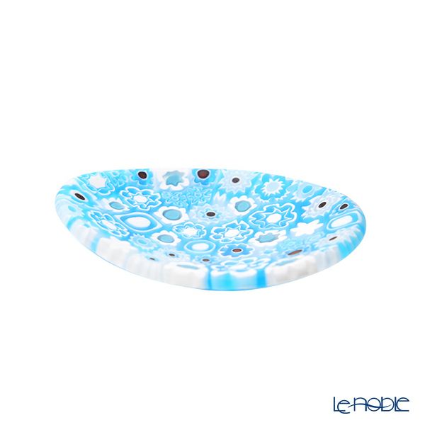 エルコーレモレッティ ミレフィオーリ ミニプレート オーバル 7×5cm ライトブルー系 A