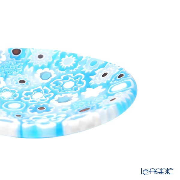 エルコーレモレッティ ミレフィオーリ ミニプレート オーバル 7×5cm ライトブルー系 A