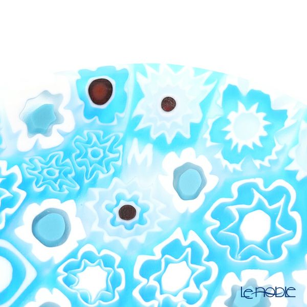 エルコーレモレッティ ミレフィオーリ ミニプレート オーバル 7×5cm ライトブルー系 A