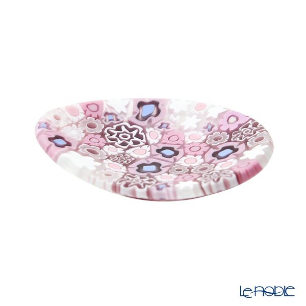 エルコーレモレッティ ミレフィオーリ ミニプレート オーバル 7×5cm ピンク系 P