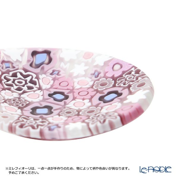 エルコーレモレッティ ミレフィオーリ ミニプレート オーバル 7×5cm ピンク系 P