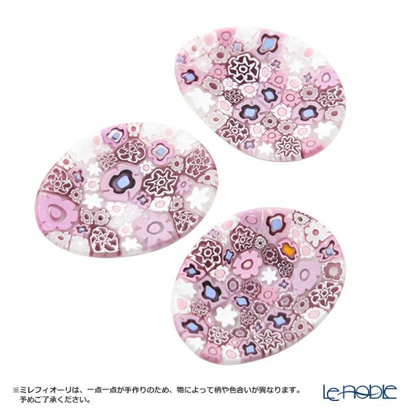 エルコーレモレッティ ミレフィオーリ ミニプレート オーバル 7×5cm ピンク系 P