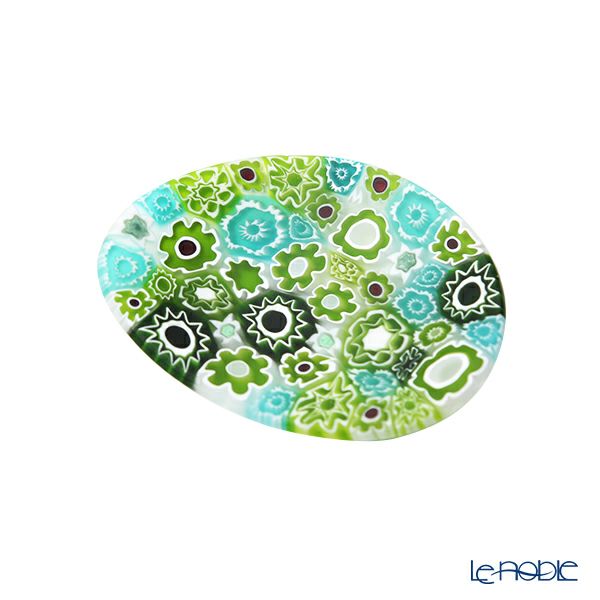 エルコーレモレッティ ミレフィオーリ ミニプレート オーバル 7×5cm グリーン系 G