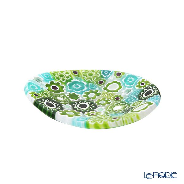エルコーレモレッティ ミレフィオーリ ミニプレート オーバル 7×5cm グリーン系 G
