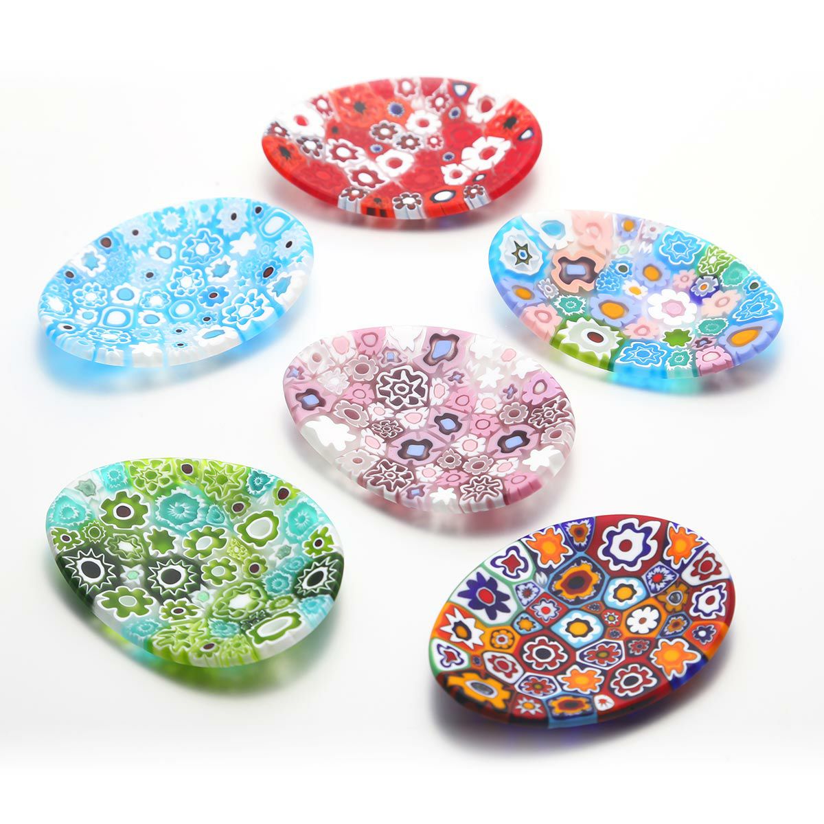 エルコーレモレッティ ミレフィオーリ ミニプレート オーバル 7×5cm グリーン系 G