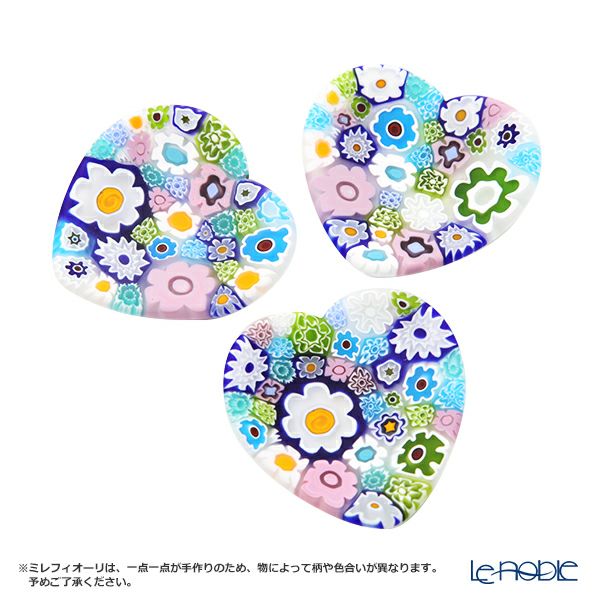 エルコーレモレッティ ミレフィオーリ ミニプレート ハート 7×7cm パステル多彩 200