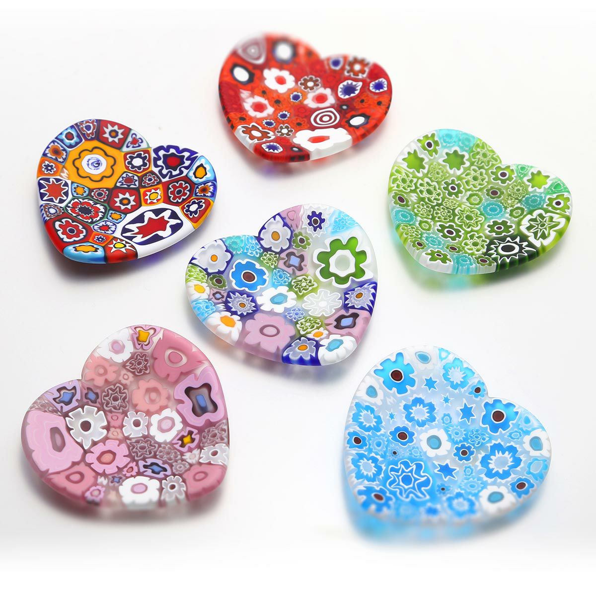 エルコーレモレッティ ミレフィオーリ ミニプレート ハート 7×7cm パステル多彩 200