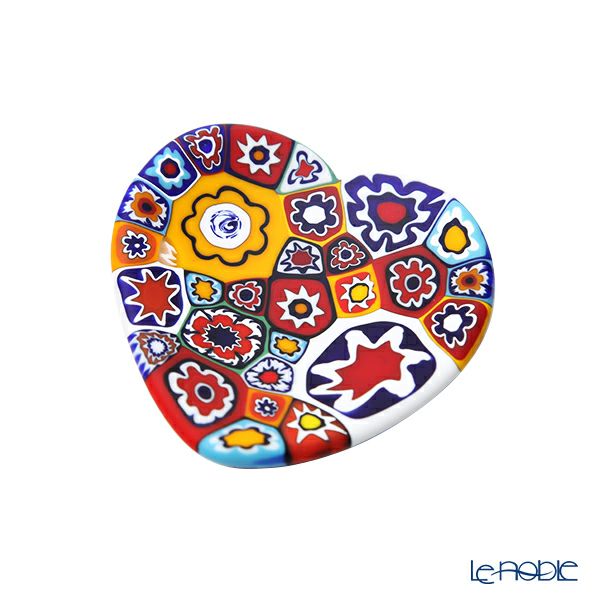 エルコーレモレッティ ミレフィオーリ ミニプレート ハート 7×7cm ゲンショク多彩 100