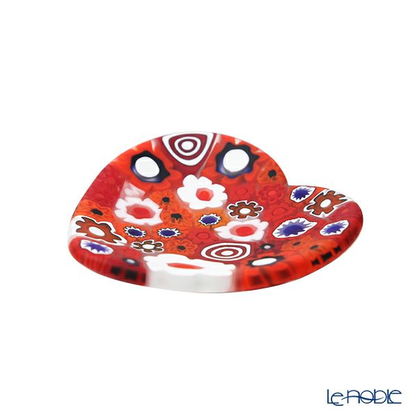 エルコーレモレッティ ミレフィオーリ ミニプレート ハート 7×7cm レッド系 R