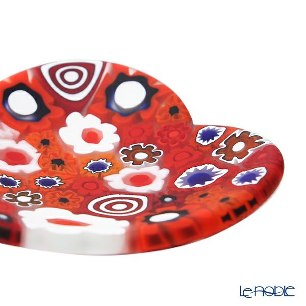 エルコーレモレッティ ミレフィオーリ ミニプレート ハート 7×7cm レッド系 R