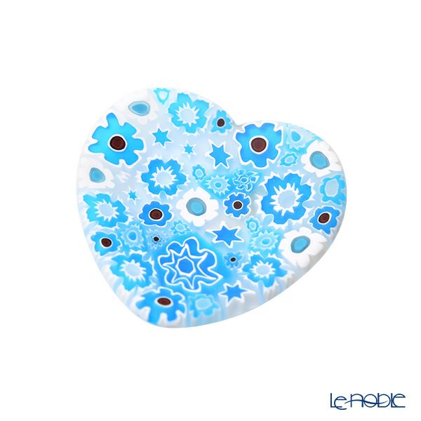エルコーレモレッティ ミレフィオーリ ミニプレート ハート 7×7cm ライトブルー系 A