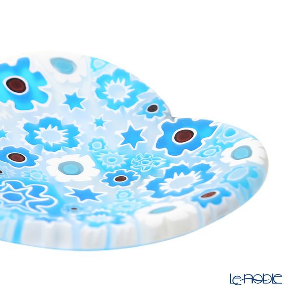 エルコーレモレッティ ミレフィオーリ ミニプレート ハート 7×7cm ライトブルー系 A