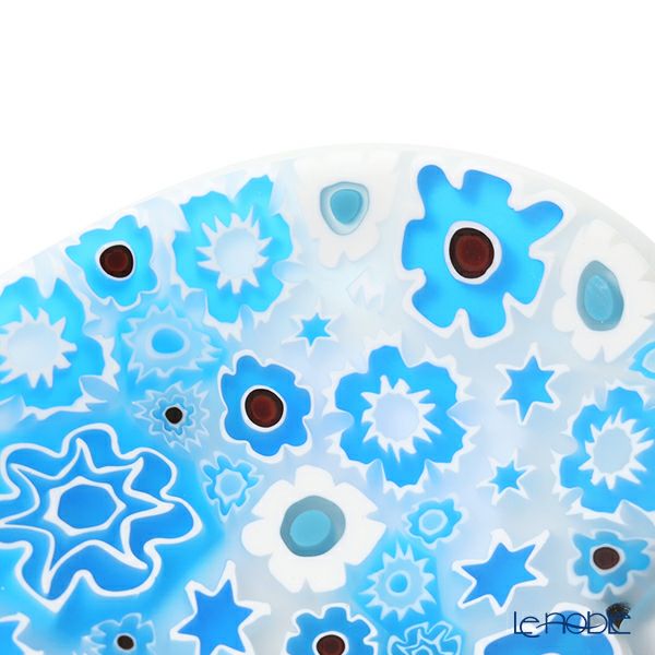 エルコーレモレッティ ミレフィオーリ ミニプレート ハート 7×7cm ライトブルー系 A