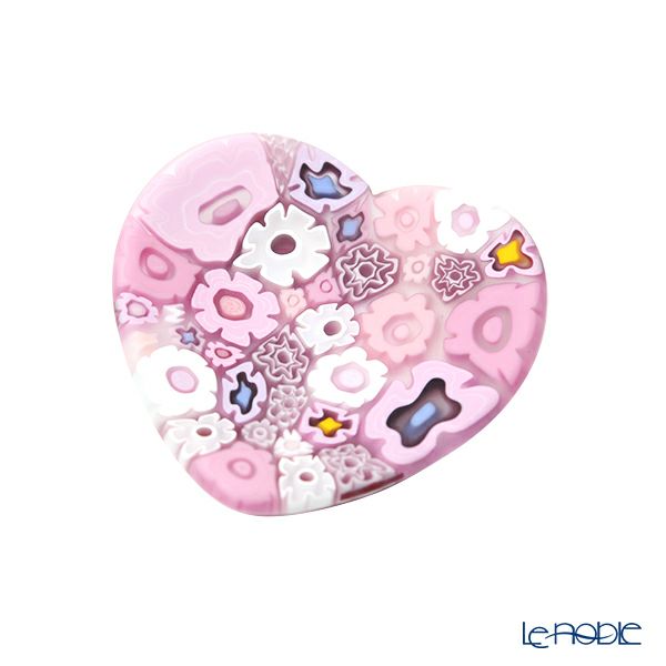 エルコーレモレッティ ミレフィオーリ ミニプレート ハート 7×7cm ピンク系 P