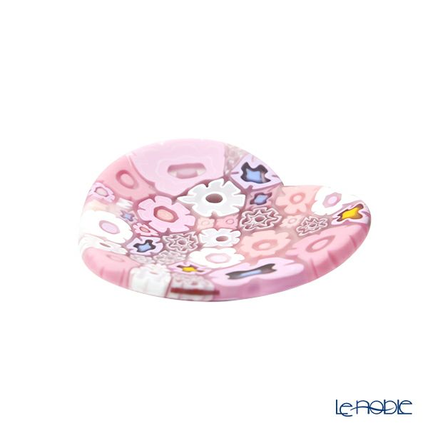 エルコーレモレッティ ミレフィオーリ ミニプレート ハート 7×7cm ピンク系 P