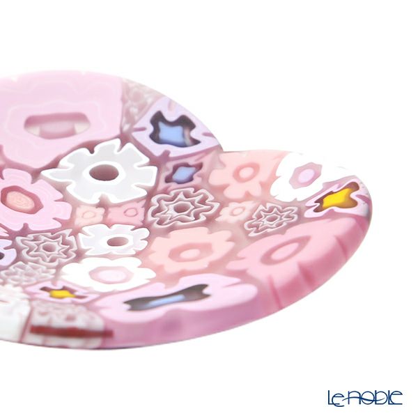 エルコーレモレッティ ミレフィオーリ ミニプレート ハート 7×7cm ピンク系 P