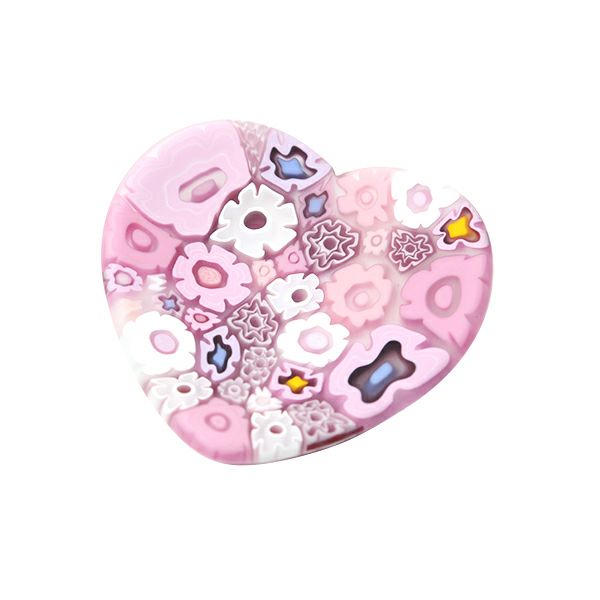 エルコーレモレッティ ミレフィオーリ ミニプレート ハート 7×7cm ピンク系 P