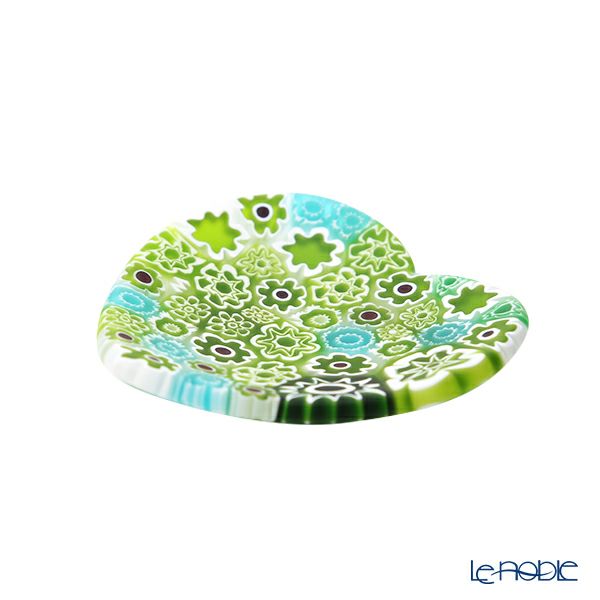 エルコーレモレッティ ミレフィオーリ ミニプレート ハート 7×7cm グリーン系 G