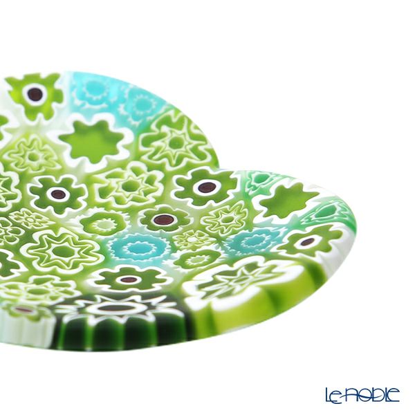 エルコーレモレッティ ミレフィオーリ ミニプレート ハート 7×7cm グリーン系 G