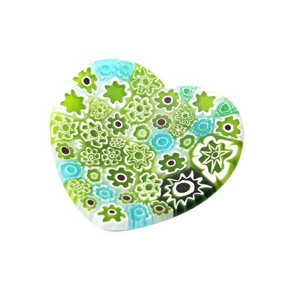 エルコーレモレッティ ミレフィオーリ ミニプレート ハート 7×7cm グリーン系 G