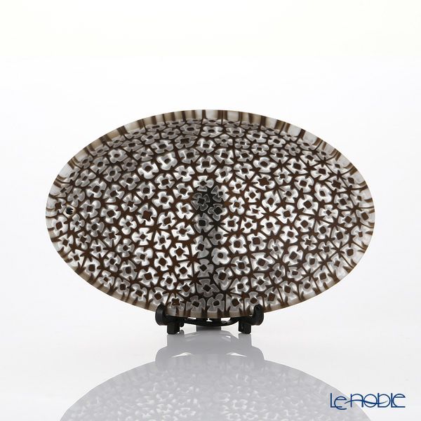 エルコーレモレッティ ミレフィオーリ オーバルプレート 7.5×10.5cm ブラックフラワー（37）