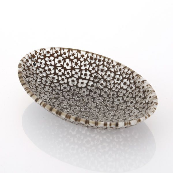 エルコーレモレッティ ミレフィオーリ オーバルプレート 7.5×10.5cm ブラックフラワー（37）