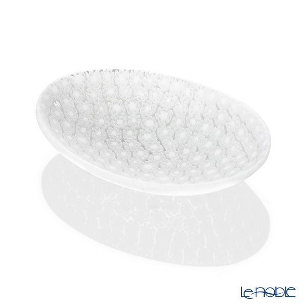 エルコーレモレッティ ミレフィオーリ オーバルプレート 7.5×10.5cm ホワイト（46）