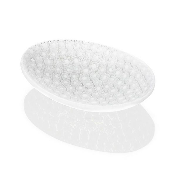 エルコーレモレッティ ミレフィオーリ オーバルプレート 7.5×10.5cm ホワイト（46）