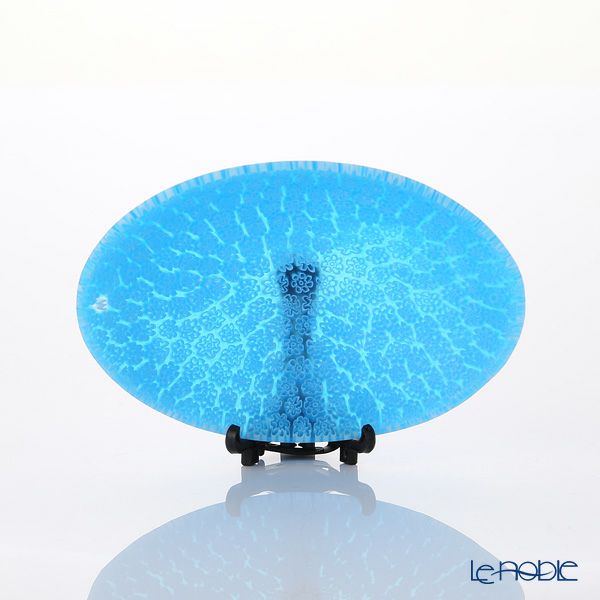 エルコーレモレッティ ミレフィオーリ オーバルプレート 7.5×10.5cm ブルー（49）