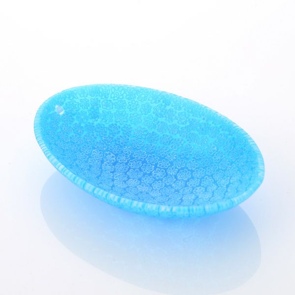 エルコーレモレッティ ミレフィオーリ オーバルプレート 7.5×10.5cm ブルー（49）