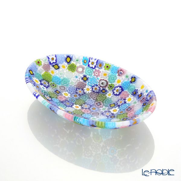 エルコーレモレッティ ミレフィオーリ オーバルプレート 7.5×10.5cm パステル多彩（200）