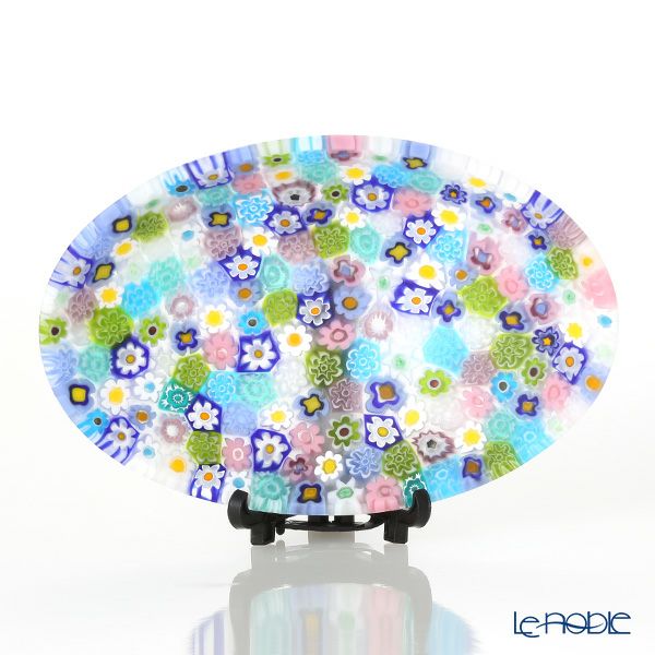 エルコーレモレッティ ミレフィオーリ オーバルプレート 7.5×10.5cm パステル多彩（200）